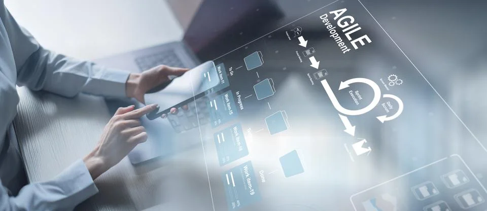 Agile Development and Sprint Execution in Digital Workflow. Stock Photos