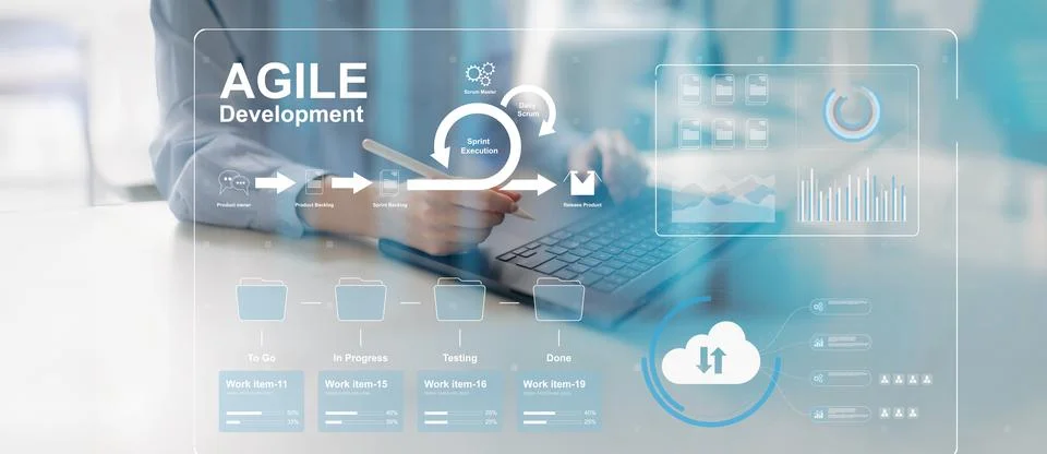 Agile Development and Sprint Execution in Digital Workflow. Stock Photos