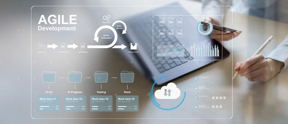 Agile Development and Sprint Execution in Digital Workflow. Stock Photos