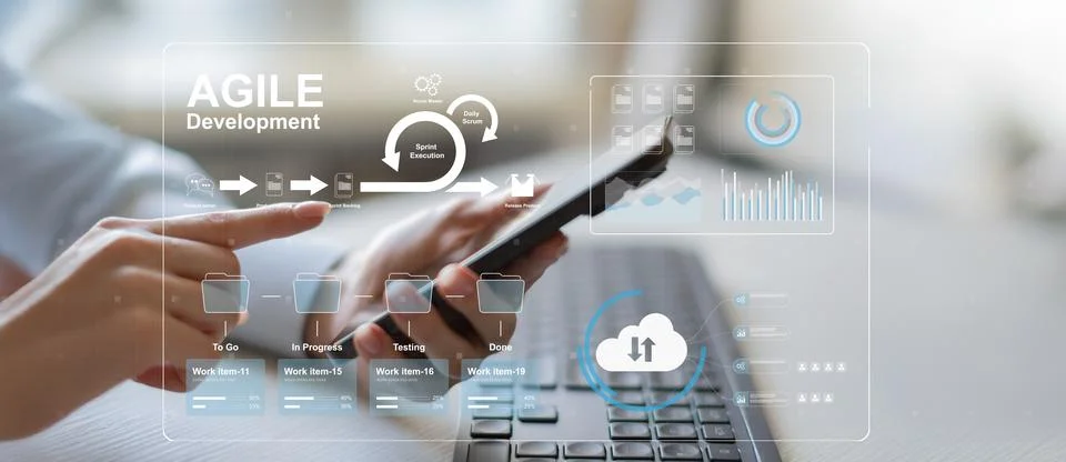 Agile Development and Sprint Execution in Digital Workflow. Stock Photos