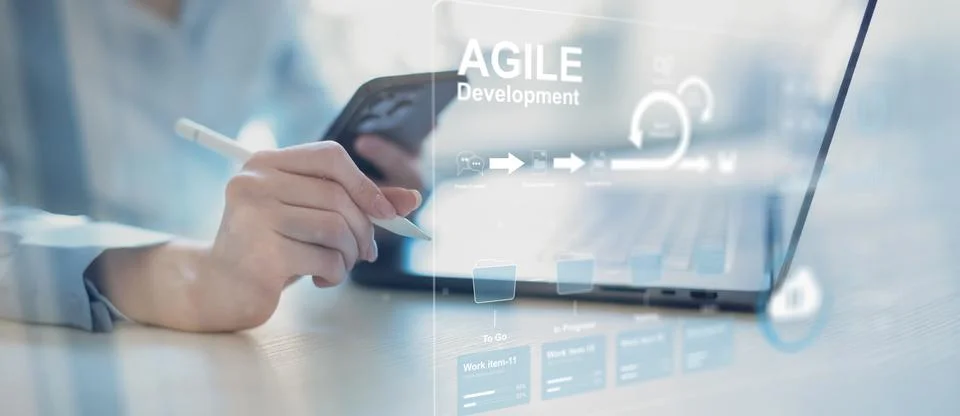 Agile Development and Sprint Execution in Digital Workflow. Stock Photos