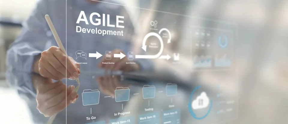 Agile Development and Sprint Execution in Digital Workflow. Stock Photos