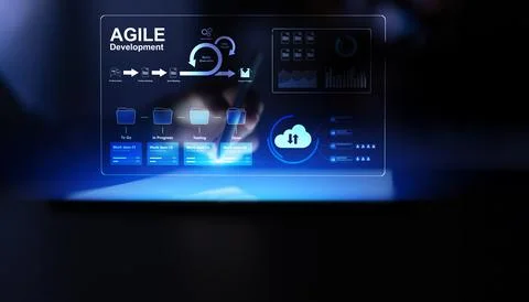 Agile development framework for project management and software delivery with 库存照片