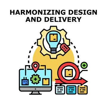 Agile development harmonizing design and delivery process イラスト素材