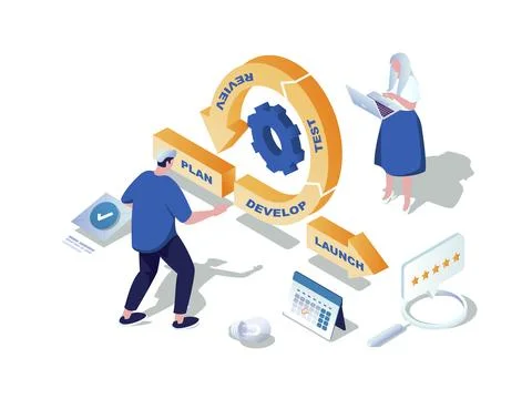Agile Development Isometric Illustration Illustrazione stock