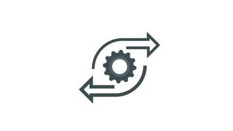 Agile development line animation. Rotating gear and arrows animated icon Stock Footage 262848510