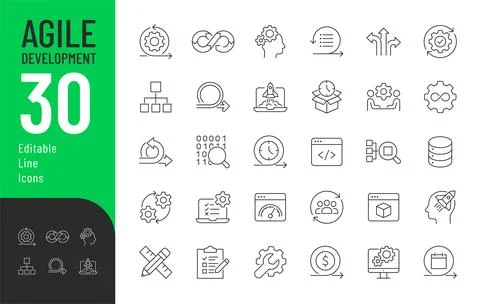 Agile Development Line Editable Icons set. Stock Illustration