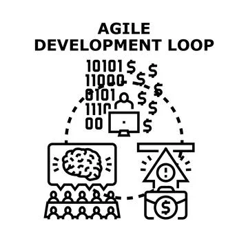 Agile development loop creating business profit and innovation Ilustração Stock
