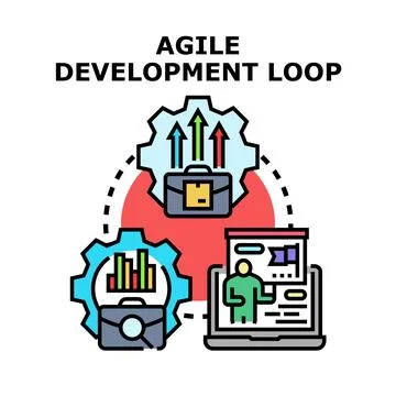 Agile development loop process, business workflow strategy 库存插图