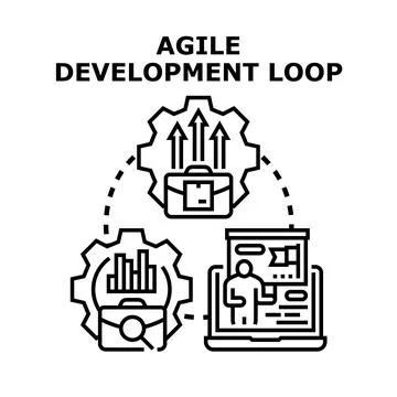 Agile development loop process, business workflow strategy Ilustração Stock