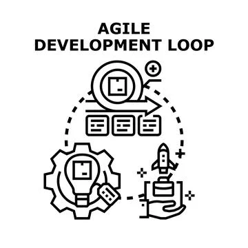 Agile development loop process creating new product launch Stockillustratie