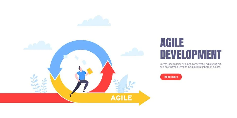 Agile development methodology business concept flat style design vector Stock Illustration