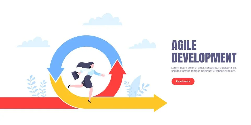 Agile development methodology business concept flat style design vector Illustrazione stock