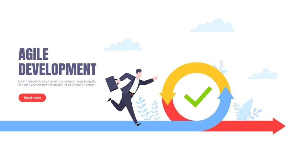 Agile development methodology business concept flat style design vector Stock Illustration