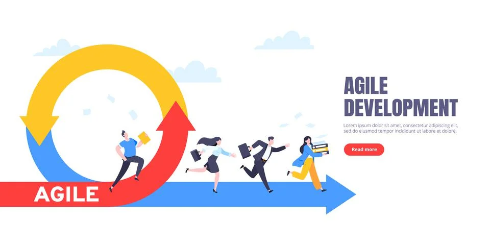 Agile development methodology business concept flat style design vector Illustrazione stock