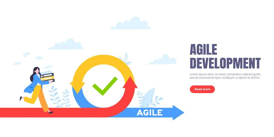 Agile development methodology business concept flat style design vector Stock Illustration