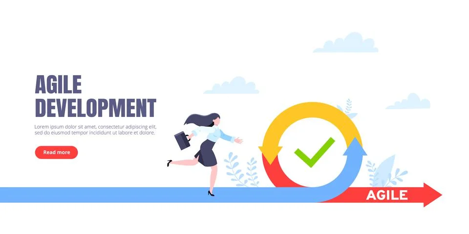 Agile development methodology business concept flat style design vector Illustrazione stock