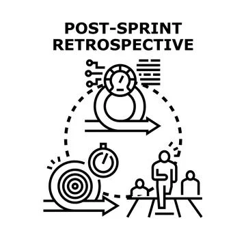 Agile development post sprint retrospective meeting concept Stock Illustration