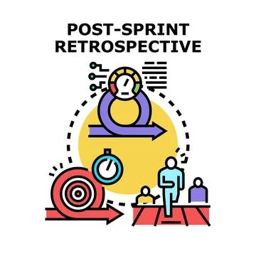 Agile development post sprint retrospective meeting concept Stock Illustration