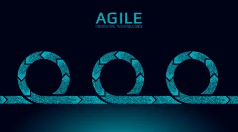 Agile development project lifecycle. Test system strategy concept. Circle arrow Illustrazione stock