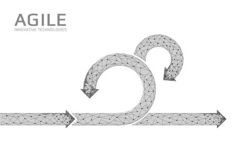 Agile development project lifecycle. Test system strategy concept. Circle arrow Illustrazione stock