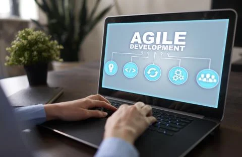 Agile development, Software and application programming concept on virtual Stock Photos