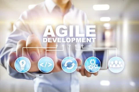 Agile development, Software and application programming concept on virtual Stock Photos