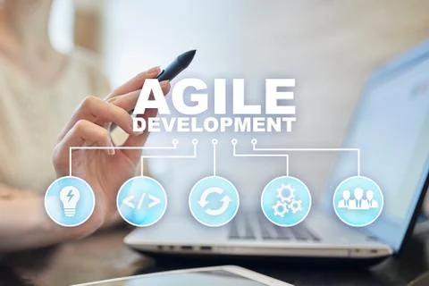 Agile development, Software and application programming concept on virtual 写真素材
