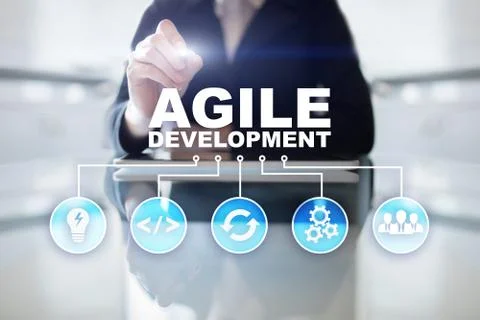 Agile development, Software and application programming concept on virtual 스톡 사진