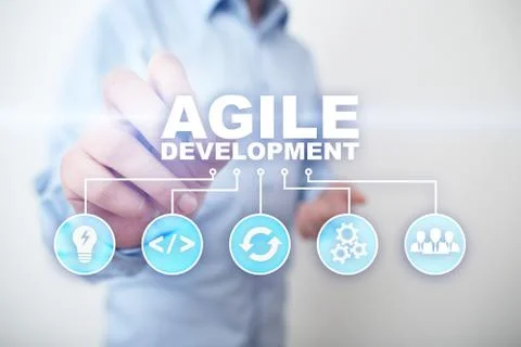 Agile development, Software and application programming concept on virtual Stock Photos