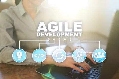 Agile development, Software and application programming concept on virtual Stock Photos