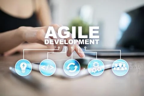 Agile development, Software and application programming concept on virtual Foto stock