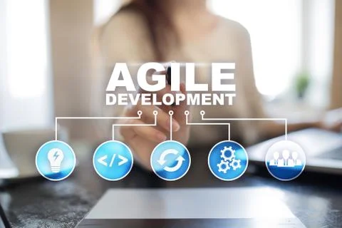 Agile development, Software and application programming concept on virtual 스톡 사진