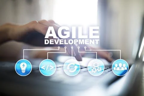 Agile development, Software and application programming concept on virtual 스톡 사진
