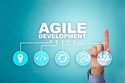 Agile development, Software and application programming concept on virtual Stock Photos