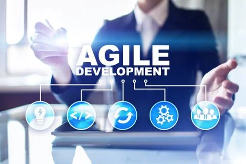 Agile development, Software and application programming concept on virtual 스톡 사진