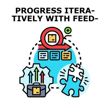 Agile development team working on project progress feedback loop Stock Illustration