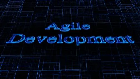 Agile Development text concept on si-fi technology circuit line particles i.. Illustrazione stock