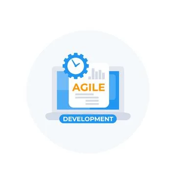 Agile development vector icon with laptop Stockillustratie