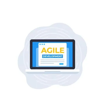 Agile development, vector icon with laptop computer Illustrazione stock