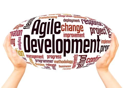 Agile Development word cloud hand sphere concept 写真素材