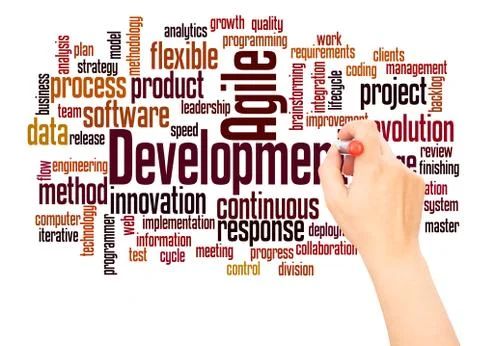 Agile Development word cloud hand writing concept 写真素材