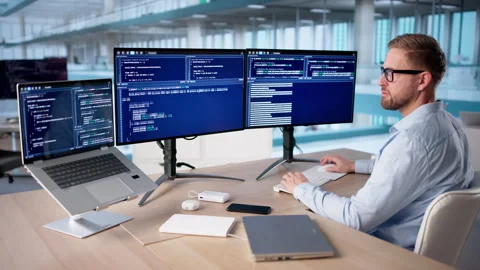 The Agile Engineer: Man Developing Software Code Stock Footage 329294124