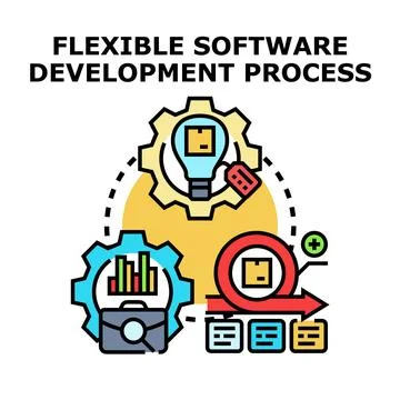Agile flexible software development process concept illustration Illustrazione stock