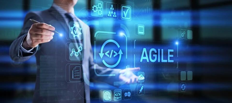 Agile flexible software development technique. Technology concept. Stock Photos