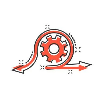Agile icon in comic style. Flexible cartoon vector illustration on white isol Illustrazione stock