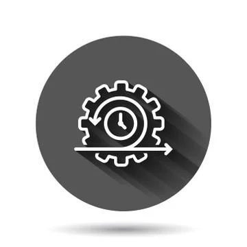Agile icon in flat style. Flexible vector illustration on black round backgro Stock Illustration