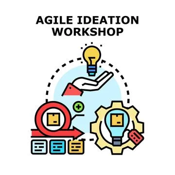 Agile ideation workshop concept for creative business process 스톡 일러스트
