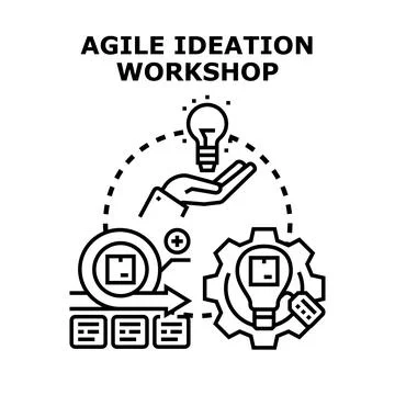 Agile ideation workshop concept for creative business process Stock Illustration