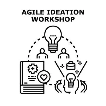 Agile ideation workshop creating new business solutions Stock Illustration